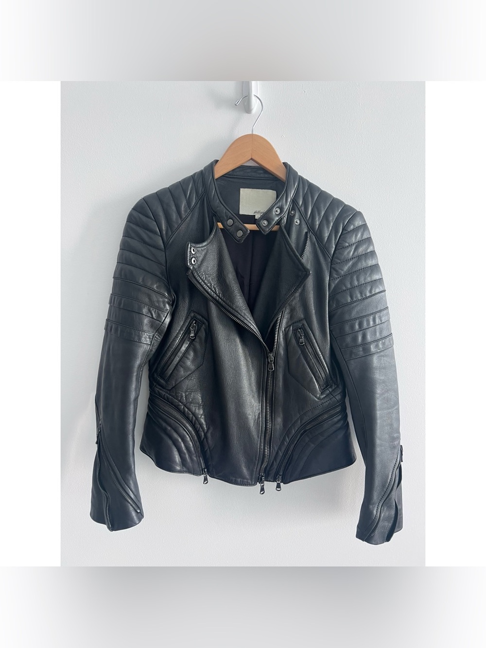 3.1 Phillip Lim coat size 4 black leather jacket moto quilted - Picture 4 of 10